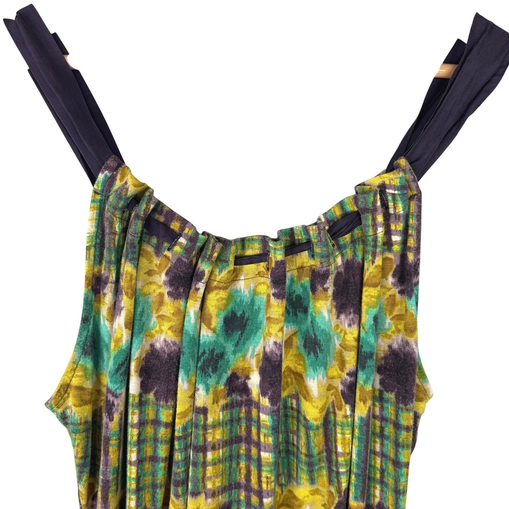 Deletta Anthropologie Tank Top M Floral Plaid Print Rayon Blend Bohemian Relaxed - Picture 2 of 8